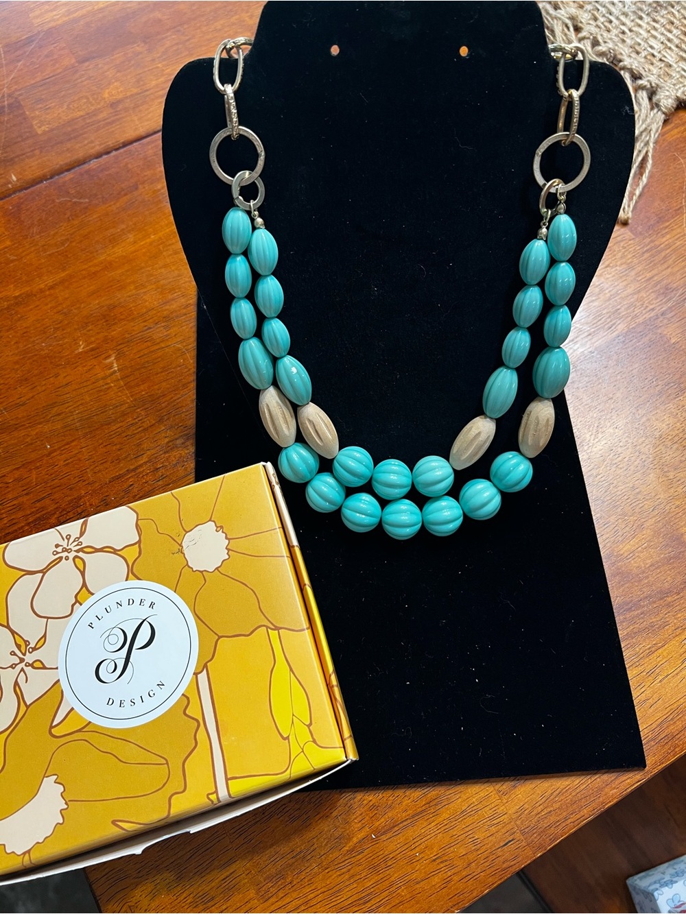 Plunder Turquoise and Cream Beaded Necklace